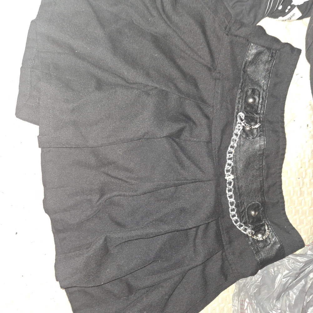 Royal Bones Black Mini Skirt with Silver Chain Detail